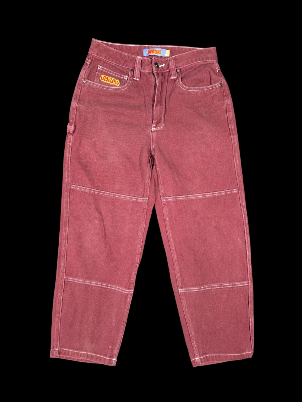 Empyre Relax Burgundy Jeans 28x25 Actual Skater Embroidered Grunge Streetwear